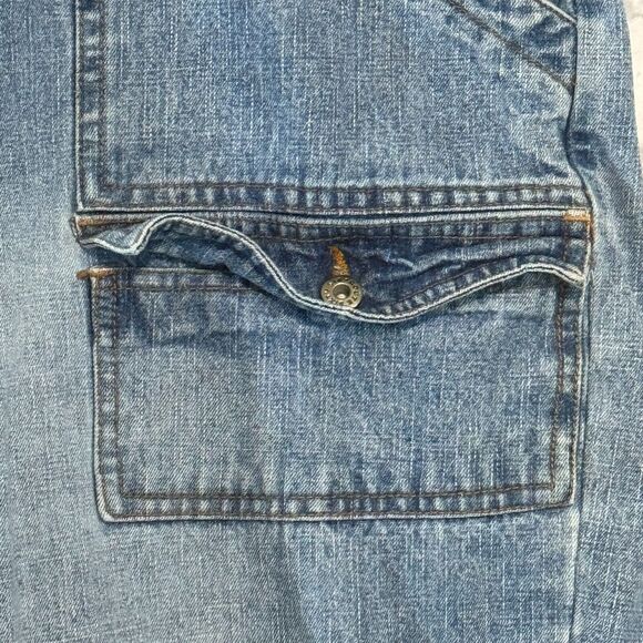 Route 66 Capri Womens 22W Blue Denim Button Fly Y2K Raw Hem Made in Russia Vntg - Picture 6 of 16